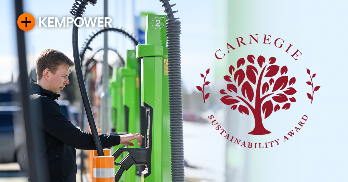 Kempower has won a 2023 Carnegie Sustainability Award for its sustainability and climate mitigation contributions. Photo: Kempower