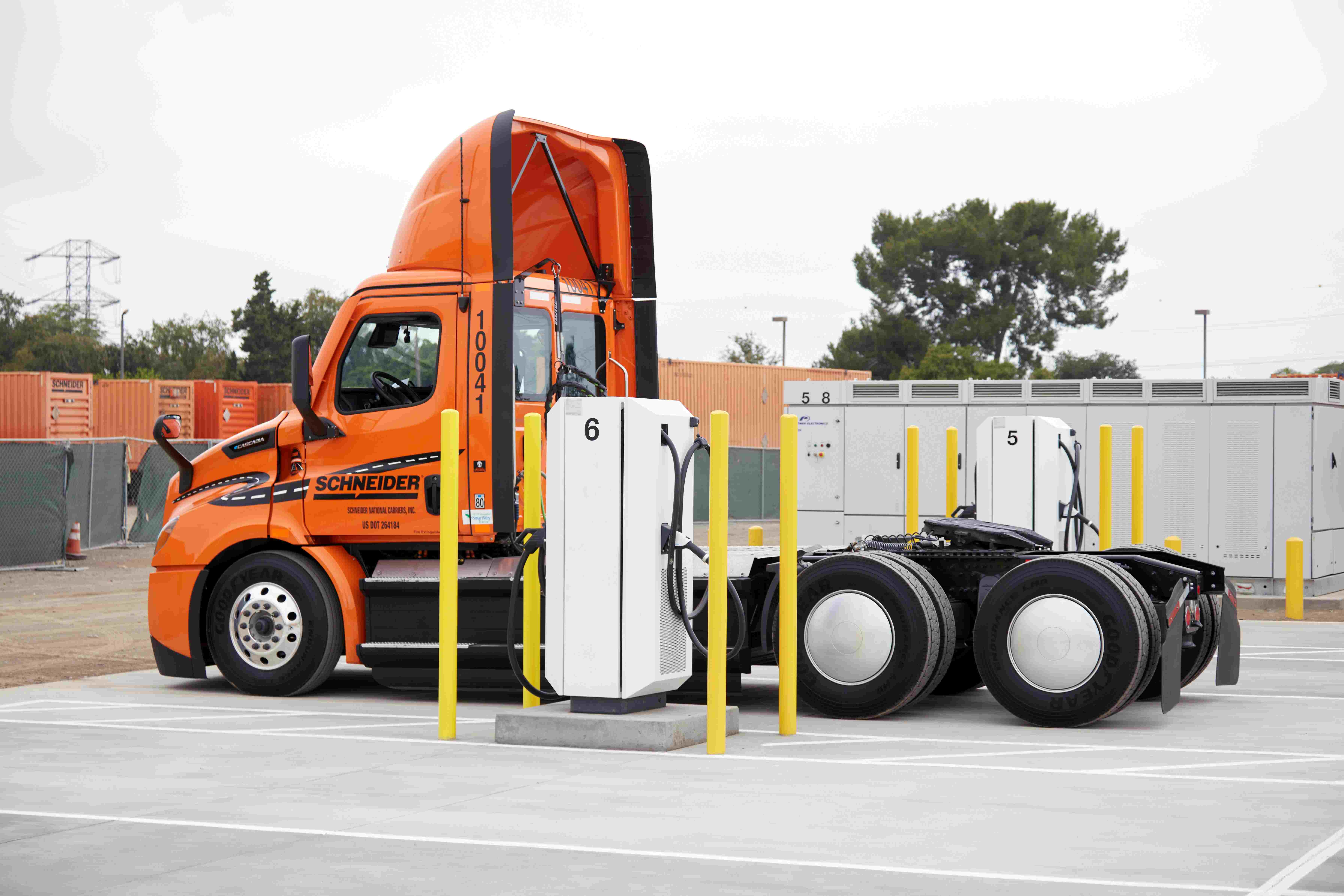 Schneider leads the way in building infrastructure to support the operations of its nearly 100 Class 8 battery electric trucks. Photo: Business Wire