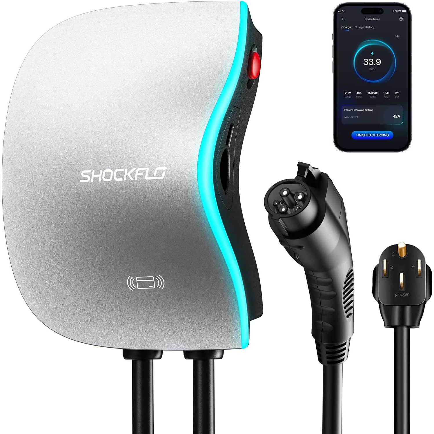 The ShockFlo S1 48A J1772 Level 2 EV charger. Photo: ShockFlo