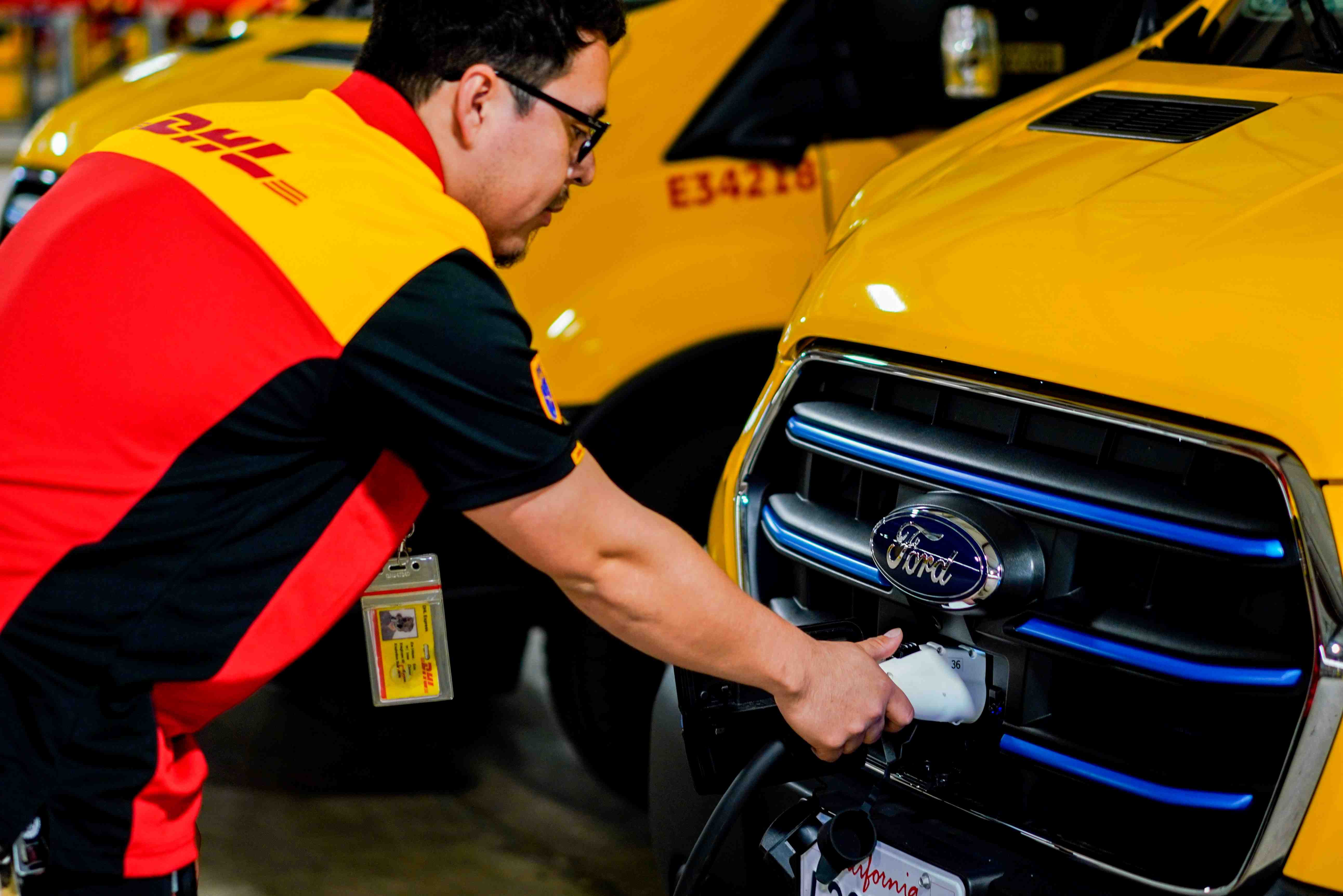 EV fleet with L2 chargers at a DHL Express US site in San Diego, CA. Photo: DHL Express