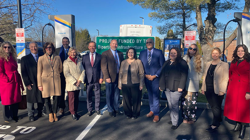 The official opening ceremony for New York’s first NEVI-funded EV charging station in Kingston. Photo: Joint Office of Energy and Transportation