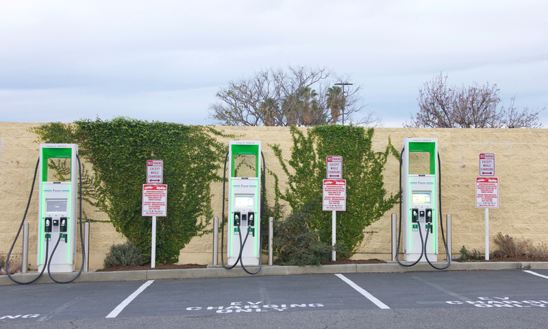 Electrify America DC fast charging EV stations in Corona, CA. Image: © Sheila Fitzgerald/Dreamstime.com