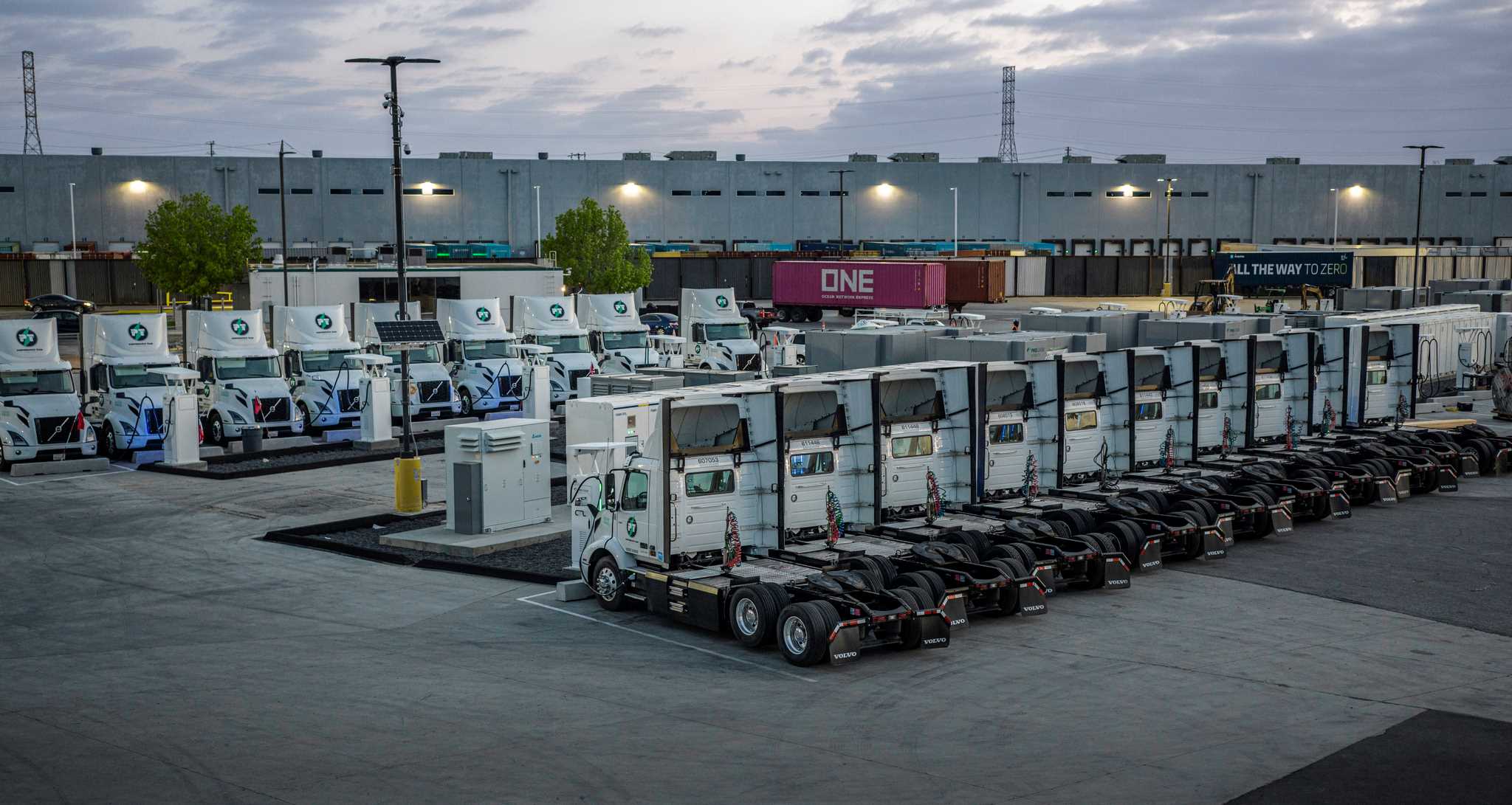 The nine MW depot can charge 96 heavy-duty trucks simultaneously. Photo: Prologis