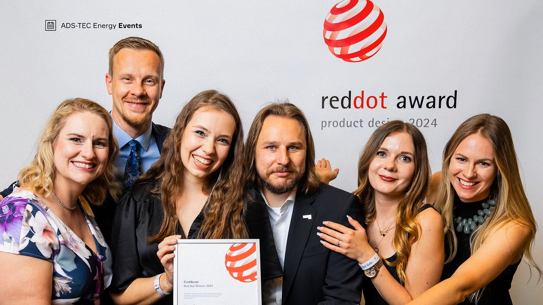 Ads-Tec Energy representatives were presented with the Red Dot Design Award in Essen, Germany. Photo: Ads-Tec Energy