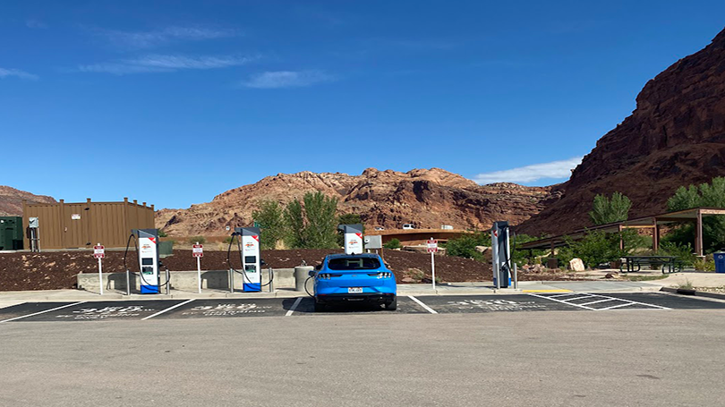 The new charging station at Moab in Lions Park, near Arches National Park, Utah. Photo: The Joint Office of Energy and Transportation