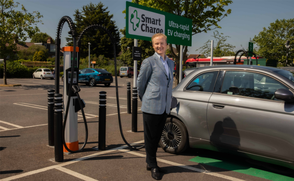 Etiquette coach William Hanson has partnered with Sainsbury’s Smart Charge to co-create an EV Etiquette Guide to help combat 'ghost charging'. Image: Sainsbury's