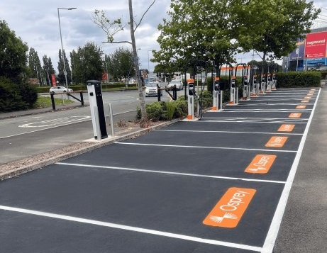 The new public charging hub at Capital Shopping Park in Cardiff has ten EV chargers compatible with every electric vehicle (EV) on the market