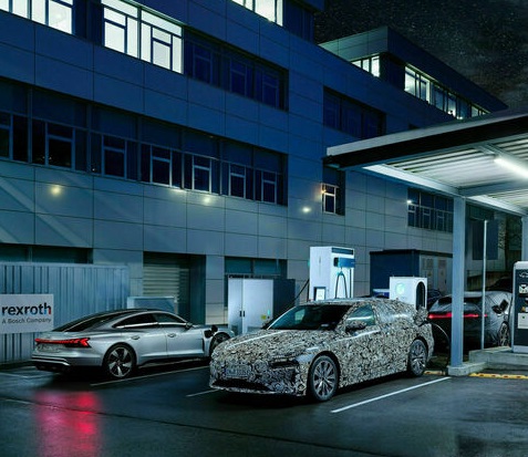 The Audi charging park features a grid simulator that replicates the different power grids of other countries. Image: Audi