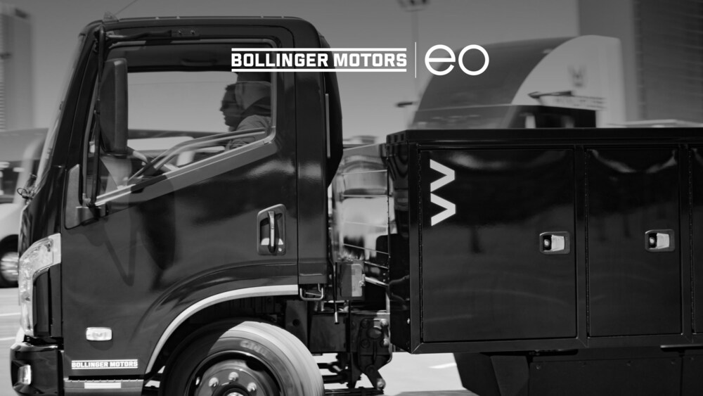 Bollinger says its partnership with EO Charging gives fleet managers access to the expertise, equipment, and end-to-end solutions needed to make electrification seamless and efficient. Image: Bollinger Motors