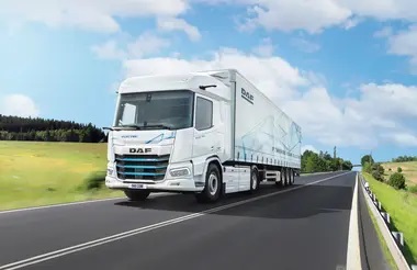 The partnership will accelerate the development of Megawatt Charging Systems (MCS) for ultra-fast charging of electric trucks. Image: Total Energies/DAF Trucks