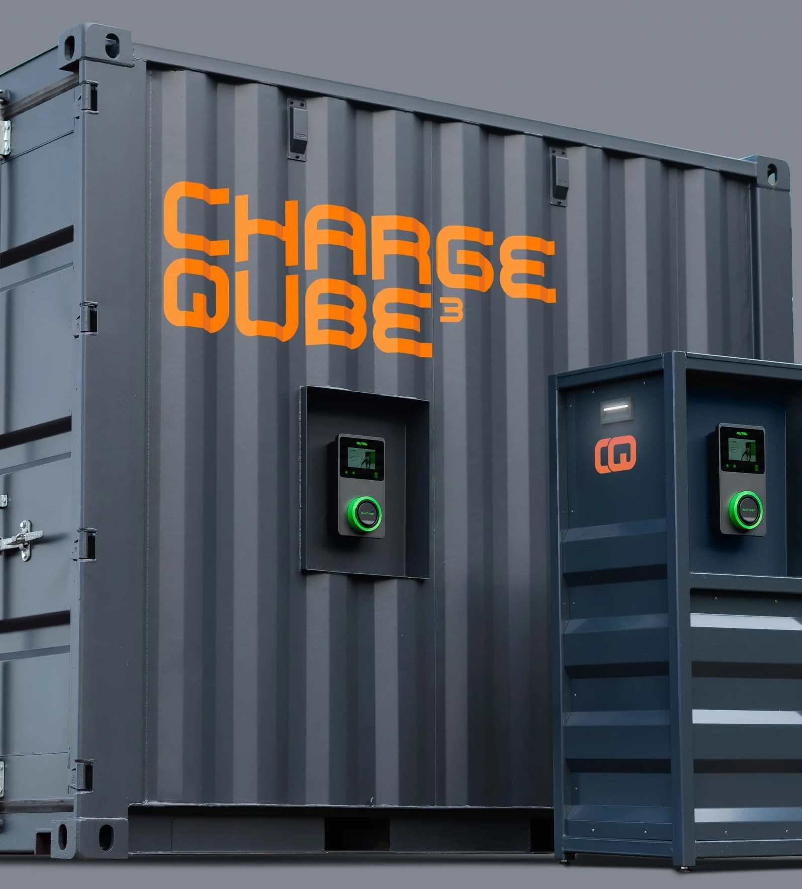  The Charge Qube is a container-sized, mobile energy storage and EV charging unit that repurposes EV batteries into a universal charging solution. Image: Fellten/Charge Qube