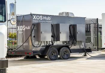 The next generation Xos Hub features an energy capacity of 390 kWh and an increase in charger output by 60%, enabling faster charge times for EVs