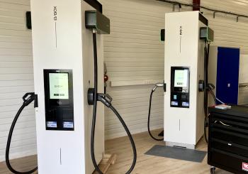 EVBox fast charging stations at the Canéjan training centre. Photo: EVBox