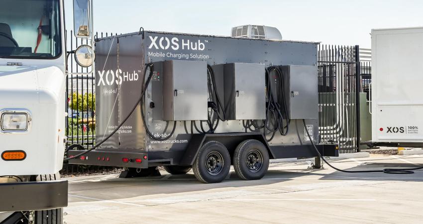 The next generation Xos Hub features an energy capacity of 390 kWh and an increase in charger output by 60%, enabling faster charge times for EVs