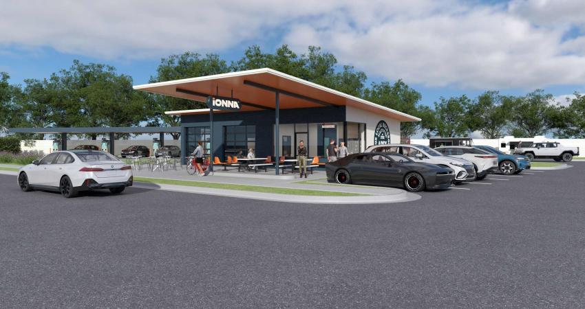 The first Ionna 'Rechargery' located in Apex, North Carolina, will offer 10 parking bays with access to both CCS and NACS charging ports. Photo: Ionna