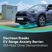 The Toyota Rav4 charging wirelessly while driving at Electreon's HQ