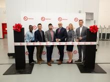 At the official opening of UL Solutions North America Advanced EV Charging Laboratory (from left to right): Yasmeen Bankole, outreach director, Office of US Senator Richard Durbin, Jake Kaplan, district director, Office of US Congressman Bradley Schneider, Peter Danos, suburban community outreach and grants coordinator, Office of US Senator Tammy Duckworth, Milan Dotlich, VP and GM, UL Solutions, Kathy Seegebrecht, regional VP, UL Solutions and Jeffrey Smidt, SVP, UL Solutions.