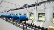 Eaton’s industry-first EV Charging Busway is an innovative overhead power distribution solution that enables fleets to quickly establish and endlessly reconfigure charging infrastructure. Photo: Business Wire