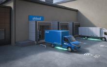 The project's illustration of Electreon's wireless charging system at BDX Företagen’s loading dock. Image: Electreon