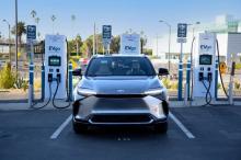 A Toyota 2024 bZ4X at an EVgo fast charging station. Photo: EVgo