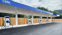 The new BP Pulse station is the first BP Pulse branded Gigahub in the US for their EV charging business. Photo: BP