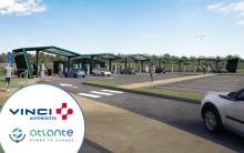 The latest stations to be operated by Atlante on the Vinci Autoroutes network in France, are open 24 hours a day and are accessible to all electric vehicles and compatible with all charging standards. Photo: Atlante Energy