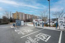 An EVgo fast charging station installed near multifamily housing. Photo: EVgo