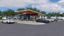 The first Ionna 'Rechargery' located in Apex, North Carolina, will offer 10 parking bays with access to both CCS and NACS charging ports. Photo: Ionna