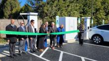 The official opening ceremony held last week of the new EV fast-charging hub in downtown South Deerfield, Massachusetts. Photo: The Joint Office of Energy and Transportation